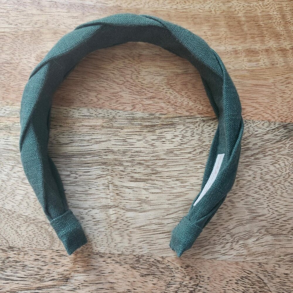 Green European Linen Braided Headband